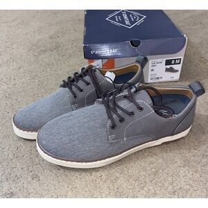 St. John's Bay Mens Size 8 Jacob Canvas Casual Shoes Gray Boat Lace-Up Preppy
